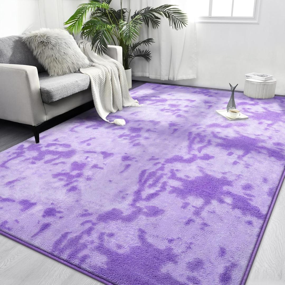 FlyDOIT Large Area Rugs for Living Room Bedroom, 7x10 Ft Tie-Dyed Beige Ultra Soft Comfy Thickened Memory-Foam Indoor Carpets, Cozy Modern Floor Rug for Boys Girls Playroom Dorm Nursery Home Dcor