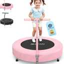 BCAN 36'' Toddler Trampoline, ASTM Certified - Kids Trampoline for Ages 1-6, Foam Handle & Safe Thickened Cover, Mini Trampolines for Kids Indoor, Easy to Assemble (Pink-Classic)