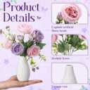 Reallnaive 6 Sets Artificial Peonies Ceramic Vases Rustic Faux Peonies Decorations Small Fake Floral Arrangements for Wedding Home Decor Decorative Farmhouse Bookshelf Table Centerpiece