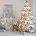 25 Pcs Christmas Tree Decorations 19.7 ft Christmas Wooden Beads Garland with 24 Pcs 7.9 x 9.8 Inches Satin Bows Wooden Beads Garland Ornaments for Xmas Tree Fence Fireplace Decorations