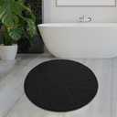 MAYSHINE Round Area Rug Set for Bathroom | Soft Plush Chenille Bath Mat, Water Absorbent Non-Slip Bathroom Rug | Washable Shag Carpet for Shower, Bedroom, or Home Dcor | 36"x36" (Round) | Black