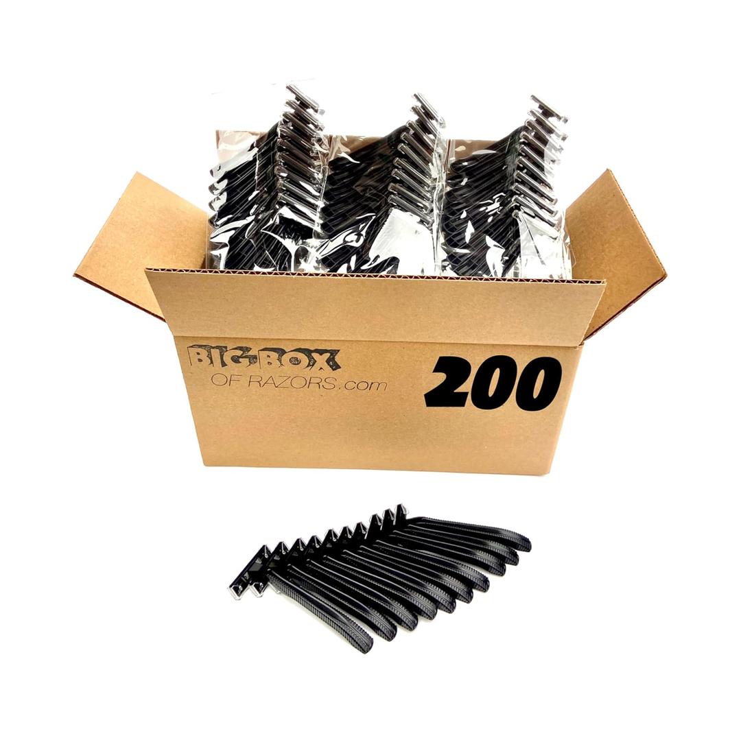 200 Box of Bullet Blades Black Razor Blades Disposable Stainless Steel Hospitality Quality Shavers High End Twin Blade Razors for Men and Women