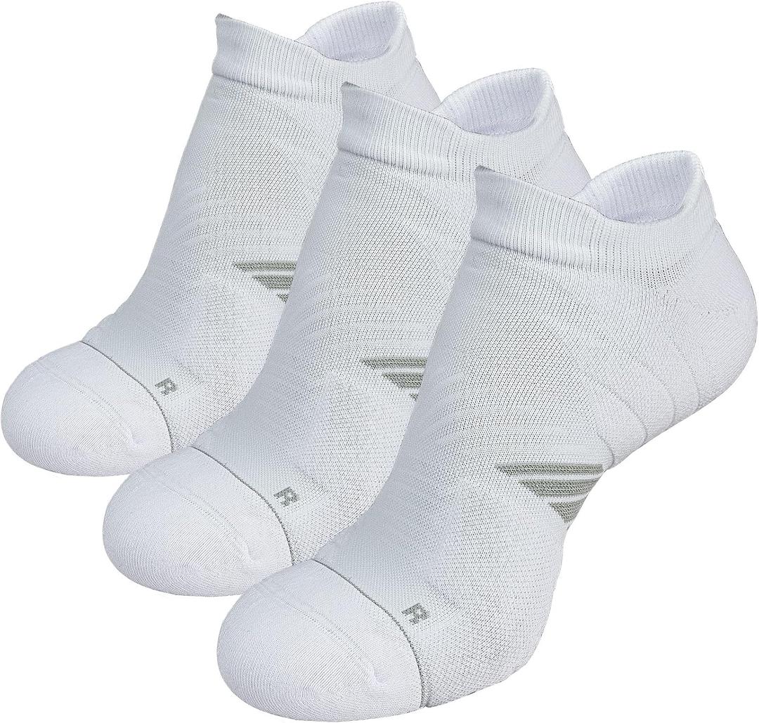 Hylaea No Show Running Athletic Anti-Blister Wicking Coolmax Socks, Seamless Anti-odor (Small, 3 Pairs White)
