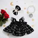 2 x Elegant Black-and-White Dress for 15cm/17cm Dolls - Strap Gown with Heart Pearl Necklace & Bow Headband/Fashion Doll Clothes Set, Accessories for Girl Doll/Perfect for Collectors, Gifts