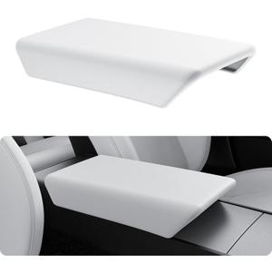 BASENOR Center Console Armrest Cover for 2025 2026 Tesla Model Y Juniper/Model 3 Highland [Non-Slip] [No Logo] Arm Rest Protector Accessories TPU White (Standard/Premium/Performance)