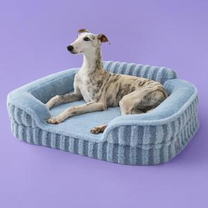 LE SURE Cute Dog Bed Medium Size Dog, Orthopedic Waterproof Medium Pet Beds with Sides, High Back Non-Slip Bottom and Egg-Crate Foam Pet Couch Sofa with Washable Removable Cover, Blue (28.0"L x 23.0"W x 6.5"Th)