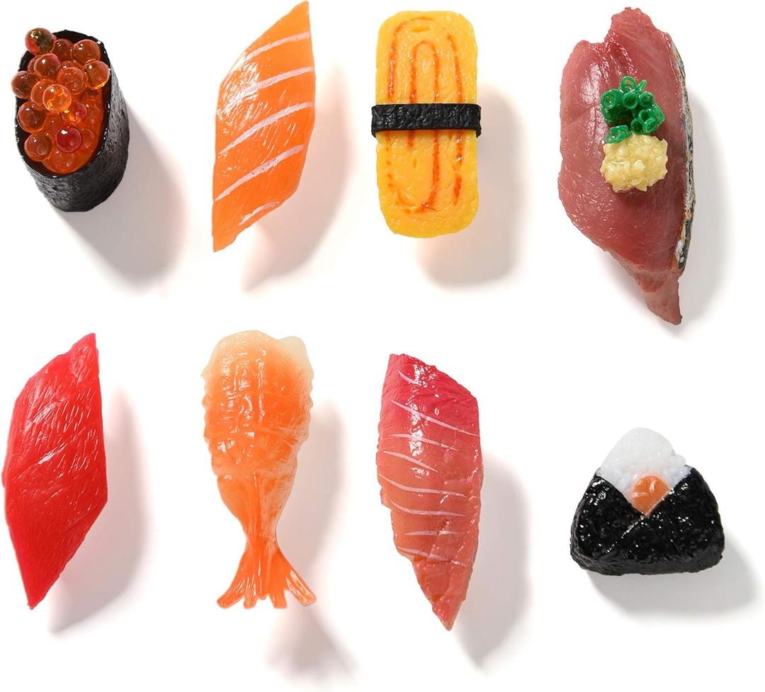 Cute Sushi Fridge Magnet Japenese Food Fun Magnets for Refrigerator Whiteboard, Fake Sushi Food Play Toys for Dollhouse Cake Kitchen Decoration Gifts (Sushi 1)