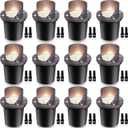 SUNVIE 12 Pack Low Voltage Landscape Lighting 12W LED Outdoor In-Ground Waterproof Shielded Well Lights Warm White Paver Lights with Wire Connectors for Pathway Garden Yard Fence Deck