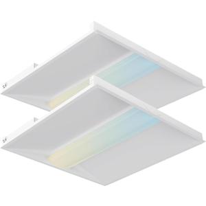2x2 LED Troffer Light,4CCT Tunable (3000K-5000K) & 5-Step Wattage Selectable (20W-40W) Max 5600LM,0-10V Dimming Drop Ceiling Lights,ETL Listed,100-277V,2-Pack