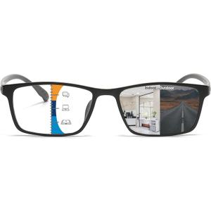 K.LAVER Premium Progressive Multifocal Reading Glasses Photochromic Lens TR90 Black Rectangle Seamless Transition Sunglasses