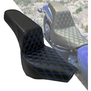Motorcycle Driver Passenger Seat Fit For Harley Softail Street Bob FXBB FXBBS 2018-2025 Softail Standard FXST 2020-2025 (Blue Stitching)