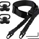 Bengor Two Point Traditional Sling with Attachments Mounts, Adjustable Extra Long Rifle Sling for Rifle with 2 Pack 1.25" QD Swivel Mounts for M-Rail