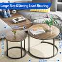 Aboxoo Coffee Table Nesting Side Round Table Set of 2 End Table with Sturdy Metal Frame for Living Room Bedroom Apartment Modern Industrial Simple Nightstand,Oak
