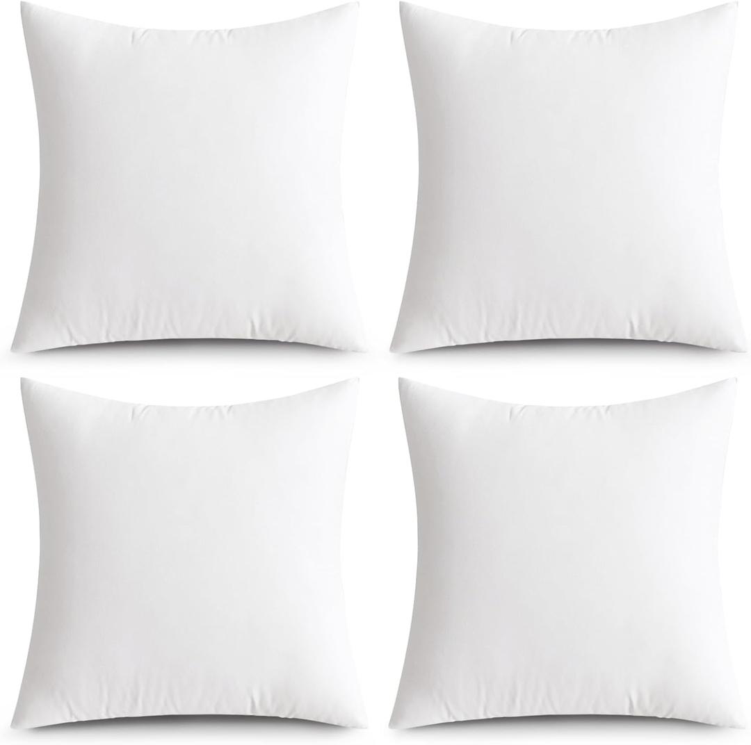 MIULEE Pack of 4 24x24 Inch Outdoor Pillow Inserts Waterproof Decorative Throw Pillow Insert, Square Lumbar Garden Pillow Form for Patio Sofa Couch