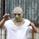 Vampire Mask Scary Zombie Monster Sharp Teeth Mask Halloween Devil Full Head Latex Costume Props for Party (Grey)