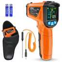 MESTEK Infrared Thermometer Gun, Non Contact Digital Laser Thermometer Temperature Gun with Color LCD for Cooking, Home Repairs, Humidity Measurement, Adjustable Emissivity -58F to 1472F(-50~800C)