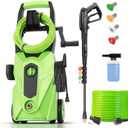 2025 New 5000PSI Electric Pressure Washer, Power Washer with 33FT Resistant Extension Hose and 4 Nozzles, Compatible with Undercarriage Cleaners, Professional Powerwashers for Home/Car(Green)