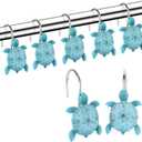 Sea Turtles Shower Curtain Hooks Rings for Bathroom, Metal Shower Curtain Hanger Hooks, Decorative Bath Room Accessories Set,Tropical Beach Fashion Theme Bathroom Decor