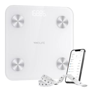 Scale for Body Weight, Digital Smart Bathroom Weight Scale BMI Weighing Bluetooth Body Fat Scale, 20 Body Composition Analyzer with App, 10.2", 400 lbs, White