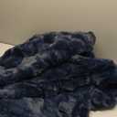 BENVWE Fluffy Faux Fur Throw Blanket for Couch, Soft Plush Thick Cozy Fuzzy Luxury Minky Bubble Blanket for Home Living Room Decor Gift for Women, Navy Blue, 51" x 63", 1100GSM