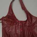 Floerns Women's Y2K PU Leather Halter Neck Hook Eye Backless Asymmetrical Party Crop Tank Top Size S