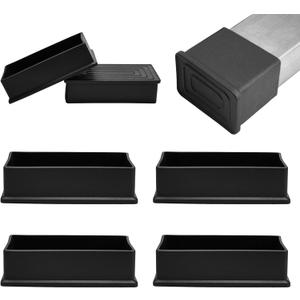 2" x 4" (50x100mm) Rectangle Chair Leg Floor Protectors, Black Rubber Chair Leg Caps, Non-Slip Patio Furniture Feet Cap, PVC Chair Feet Covers for Hardwood Floors & Tables, 4pcs