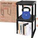 Piffny Locker Organizer Shelf, Adjustable Width and Height, Stackable, 2 Pack, Ideal Locker Shelf for School, Office, Gym Lockers, or Even Kitchen Cabinets & Under Sink Organization (Black)