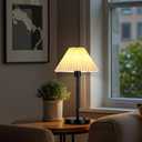 Bedside Table Lamp Set of 2: Dimmable Nightstand Bedside Lamps with USB A and C Ports, Modern Metal and Pleated Fabric Shade Black Desk Lamp for Bedroom Living Room Home Office Reading