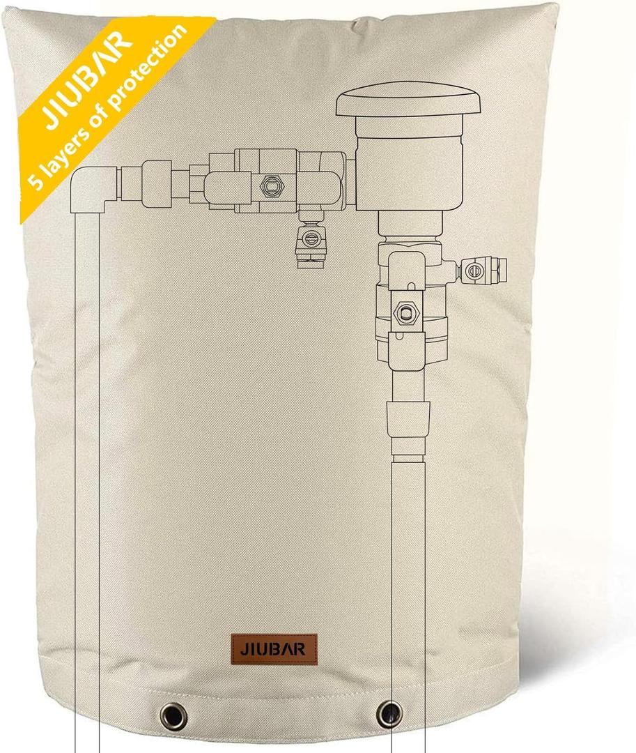 Backflow Preventer Cover Insulated Pouch -JIUBRA 17" W x 21" H Outdoor Pressure Reducing Value Cover ,Winter Water Sprinkler Valve Cover Insulated ,Well Pump Covers Protects from Severe Snow.
