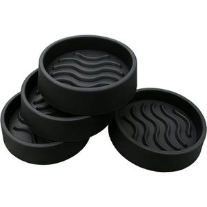 Non Slip Furniture Pads 2" Round Rubber Caster Cups Thick Silicone Furniture Coasters for Hardwood Floors Anti-Skid Bed Couch Stoppers to Prevent Sliding Black (4 Pack)
