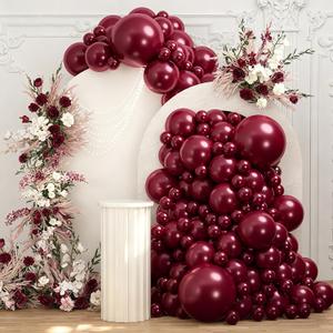 108Pcs Burgundy Double Stuffed Balloons Different Size, 18/12/10/5 inch Maroon Wine Red Balloons Garland Arch kit for Birthday Mother Day Baby Shower Wedding Party Decorations