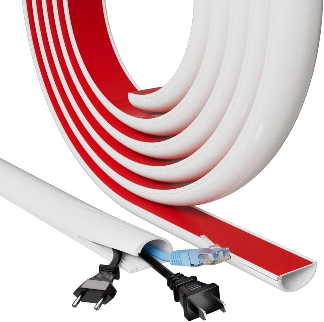 78" Side Buckle Cable Hider Cords, Extension Cord Covers for Wires On Wall, Adhesive Cord Hider for Wall Mount Tv, Wire Channel for Cable Concealer, Cable Raceway Home & Office, White, W 1.08" H 0.6."