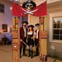Hahafelt Pirates Door Banner Pirate Party Decoration Captain Hat Skull Crossed Swords Door Banner Nautical Porch Sign Hanging Wall Decor for Treasure Hunt Birthday Halloween Photo Prop Supplies