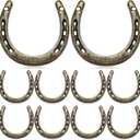Shimeyao 10 Pcs Horseshoe Bulk Cast Iron 4.5 x 4.3 Inch Horseshoes for Adults Wall Hung Good Luck Handmade Decorations Horse Theme Party Wedding Birthday Supplies (Bronze)