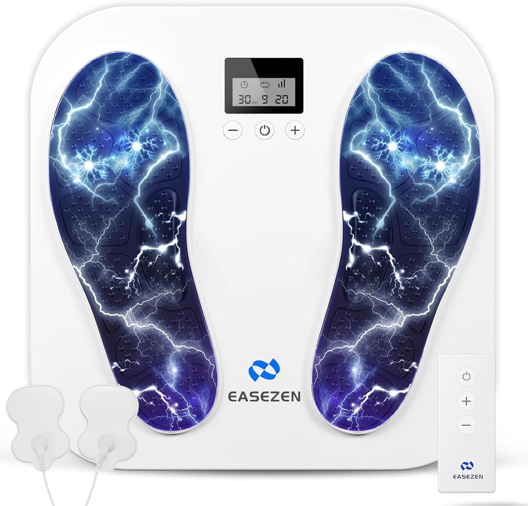 Foot Massager for Neuropathy, Rechargeable TENS EMS Foot Stimulator with 10 Modes 20 Intensities, Feet Circulation Stimulator for Neuropathy, Plantar Fasciitis, Gifts for Mom Dad