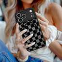 Magnetic for iPhone 17 Pro Max Case Cute Checkered Checkerboard Phone Case for Women Men Compatible with MagSafe, Matte Shockproof Protective Cover for iPhone 17 Pro Max 6.9", Black Checkered