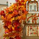 Anna's Whimsy 3 Pcs 21 FT Upgrade Length Thanks Garlands, Artificial Maple Garland, Hanging Vine Garland Artificial Autumn Vines for Home Wedding Fireplace Party Thanksgiving Decor (Orange)