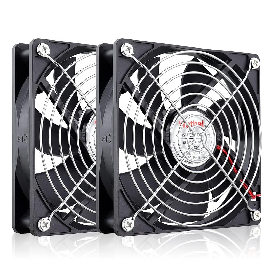 Wathai 120mm x 25mm 12V Computer Case Cooling Fan 12 Volt 2Pin High Performance DC Fan 2 Pack