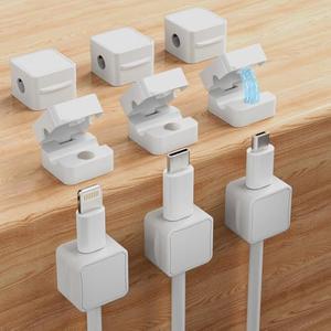 8-Pack Magnetic Cable Clips, Adjustable Cord Holder for Under Desk Cable Management, Adhesive Wire Holder Keeper Organizer, Wire Holder for USB Charging Cords, Ideal for Home, Office, Car, Desktop