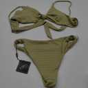 ZAFUL Women's Tie Knot Front Spaghetti Strap High Cut Bikini Set Swimsuit M