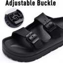 Goosecret Women's Platform Sandals with Arch Support, Chunky Lightweight Foam Slip on Slides, Comfortable Summer Beach Sandals with Adjustable Buckle (Black), Size 8-8.5