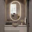 Niccy Oval LED Bathroom Vanity Mirror, 48x24inch Frameless Backlit Mirror with Light, Smart Anti-Fog Waterproof Mirror with Memory Function Dimmable Lighted Mirror