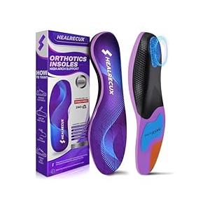 Healrecux Plantar Fasciitis Insoles Shoe Inserts for Men Women, 240lbs Heavy Duty Arch Support Inserts for Pain Relief, Work Boot Orthotics Insoles for Standing All Day, L
