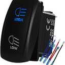 BACAUTOPARTS Blue Backlit Headlight High Low Beam Rocker Switch 7Pin ON-Off-ON DPDT Toggle Switch for Car Truck Jeep YJ Automotive Trailer Tractor Truck UTV Pickup RZR 12V 24V