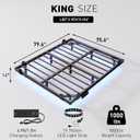Qimamo 14 Inch Floating King Bed Frame with Smart LED Lights and Charging Station, Modern Metal King Bed Frame, Easy to Assemble, No Box Spring Needed