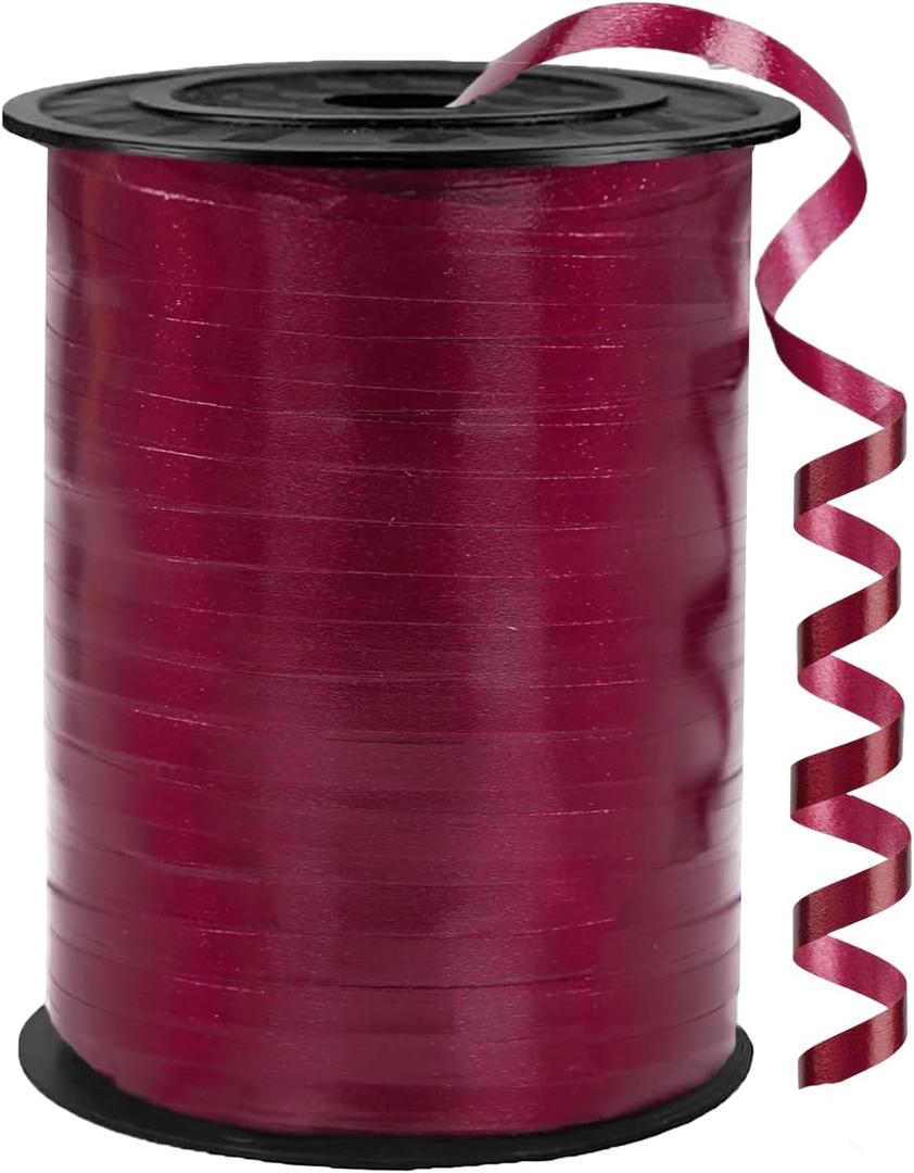 500 Yards Curling Ribbon,1/5 Inch Shiny Ribbon,Balloon String, Party Decoration,Ribbons for Florist Flower Bows for Graduation Supplies Gift Box Decoration (Red-Burgundy)