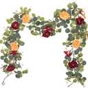 CQURE 2Pack Eucalyptus Garland,Artificial Eucalyptus Leaves Table Greenery Garland Wreath Vines for Wedding Party Table Bedroom Wall Decor