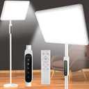 12,000 Lux Light Therapy Lamp, Full Spectrum Sunlight Lamp, UV-Free Sun Lamp with Remote Control/4 Color Temp/5 Brightness/4 Timer, 3 Height Adjustable Floor Lamp for Home Office, Living Room, Bedroom (White)