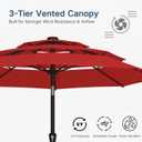 Patio Kingdom 10FT Patio Umbrella 3 Tiers Outdoor Market Umbrella w/Push Button Tilt, Crank, UV and Waterproof Table Umbrella for Garden, Pool, Backyard, Deck, Lawn, Red