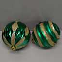 8 inch Extra Large Christmas Ornament Balls, 4 pcs Green and Gold Christmas Ornaments Shatterproof Giant Christmas Balls, Oversized Christmas Tree Baubles for Holiday Party Outdoor Decor